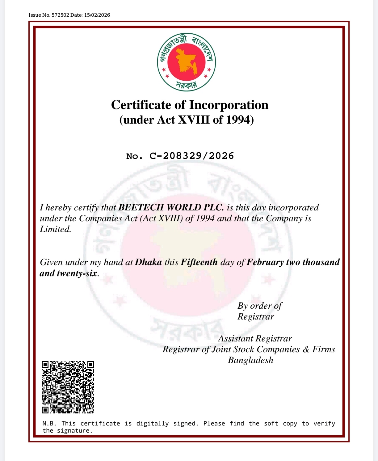 Certificate Of Incorporation